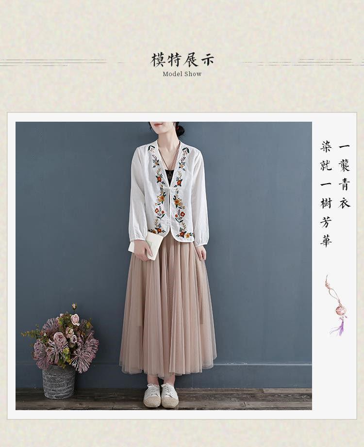 Product Introduction of Áo Sơ Mi Vải Lanh Và Cotton, Trang Phục Nữ Đầu Mùa Thu, Phong Cách Cổ Điển Nghệ Thuật, Áo Dài Tay, Áo Cardigan Thêu, Áo Khoác Thường Ngày, Xu Hướng Mùa Thu, 2023 18