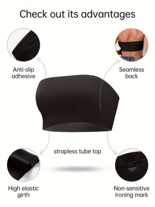Women's Solid Wireless Strapless Bandeau Bra, Soft Comfortable Breathable Bra, Women's Lingerie for All Seasons 8