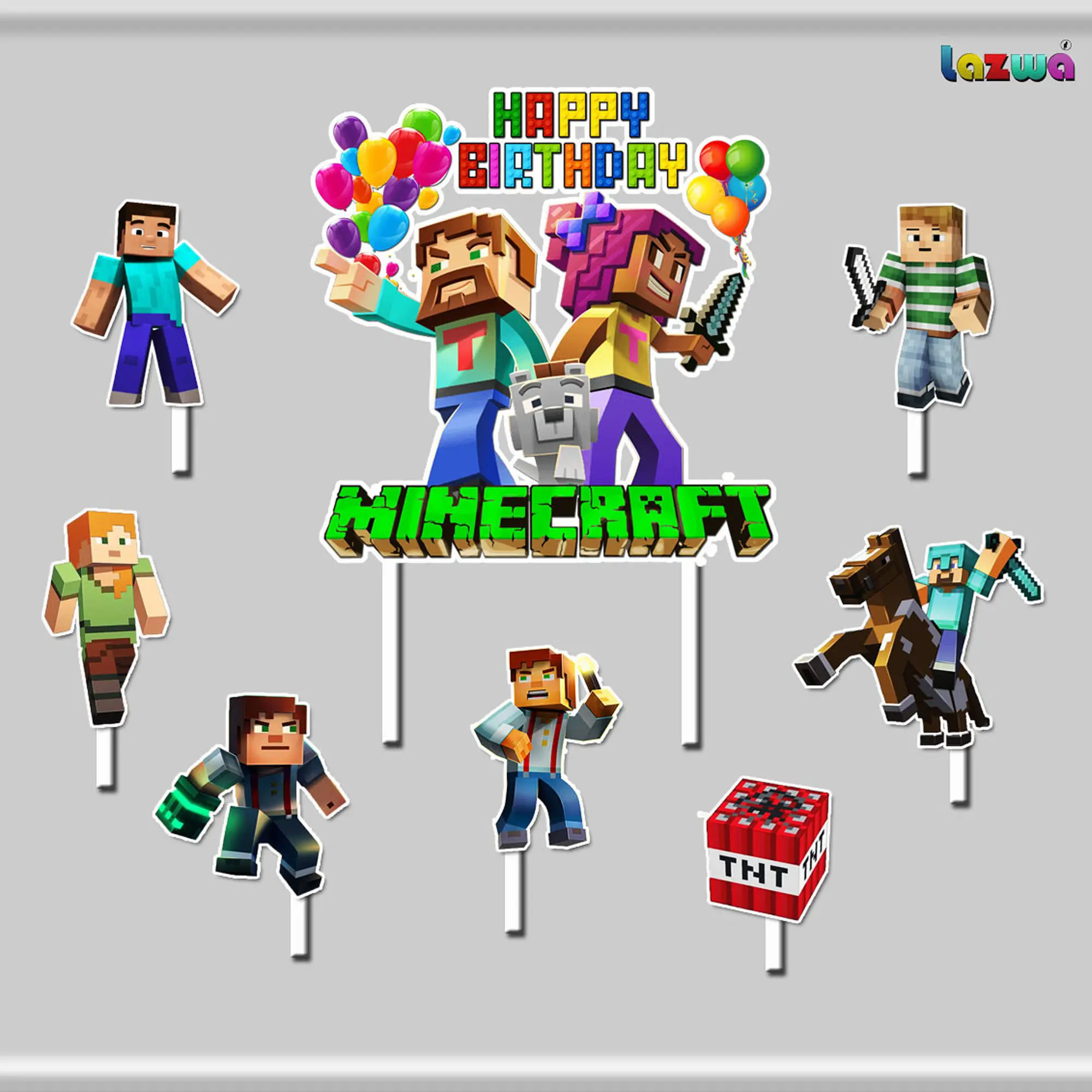 Topper cake Minecraft happy birthday