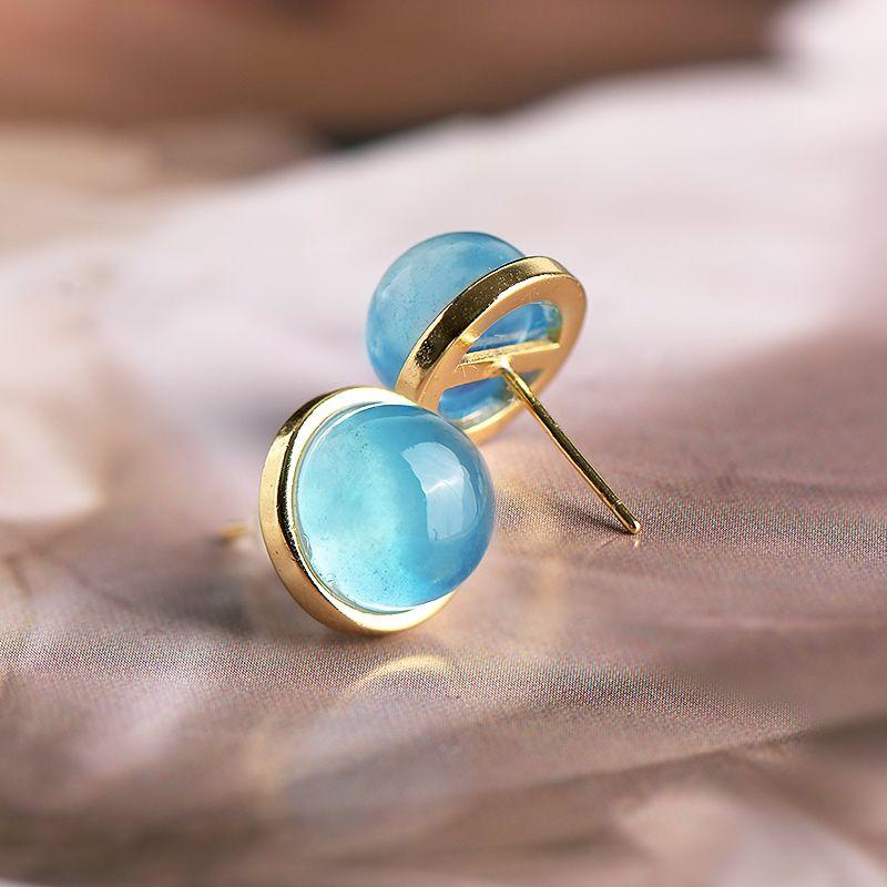 Anting-anting Stud Aquamarine, Alamiah, Untuk Wanita, Sangat Telap Udara-Super, Anting-anting Pelembap, Reka Bentuk Asal, Hadiah untuk Teman Wanita dan Isteri 0