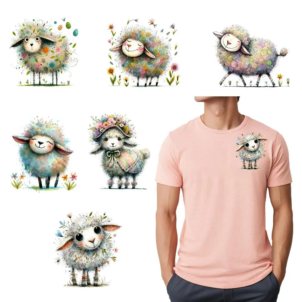 Cute Sheep Pattern Heat Transfer Vinyl Bundle, 6 Counts/set Colorful Iron-on Heat Transfer Vinyl, Perfect for DIY T-shirts, Bags, and Hats