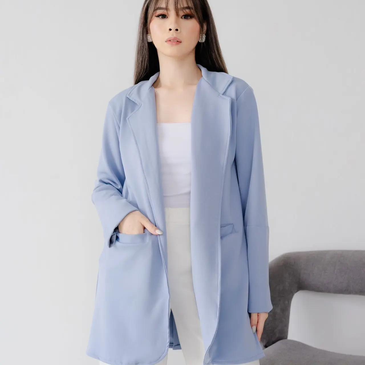 LalaOshop - Blazer Edition Premium Formal Berkantong / 2 Looks Outfit berkantong / Korean style Simple Casual basic Wanita Lengan Panjang