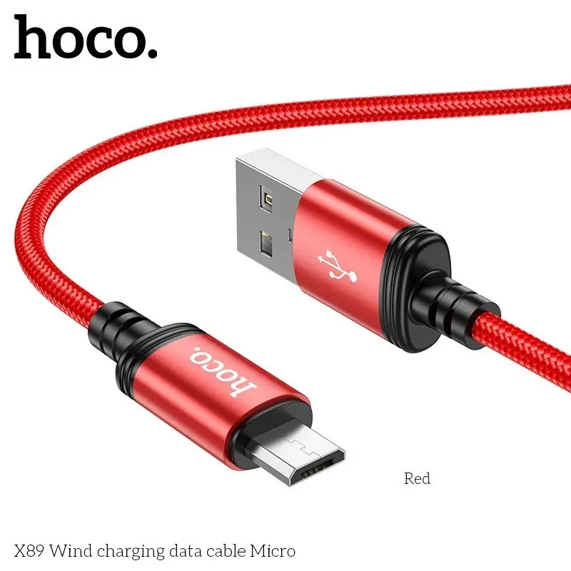 Dây sạc hoco X89, hỗ trợ sạc nhanh 2.4A truyền dữ liệu từ USB sang micro, dây bện dù chống đứt, gãy gập, dài 1m. 4