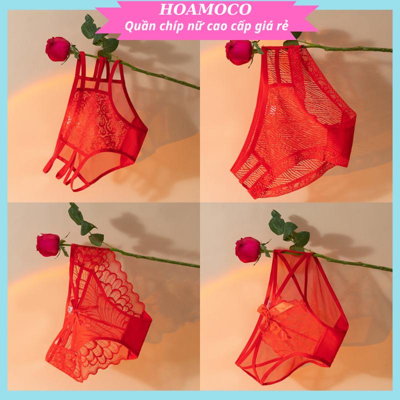 Combo 4 Chiếc Quần Lót Nữ Ren Mềm Màu Đỏ R49