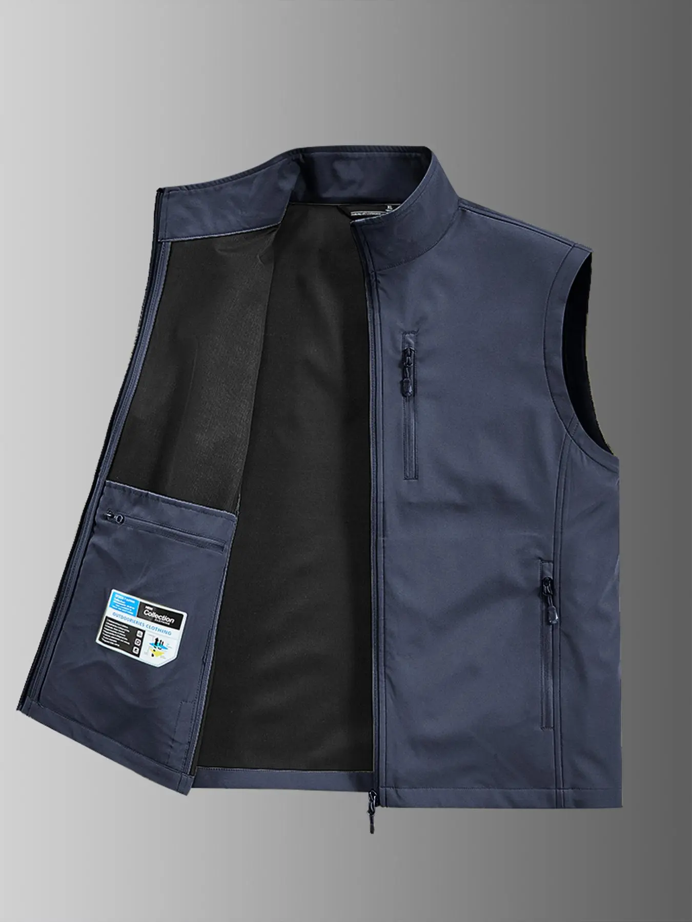 Men's Solid Pocket Zip Up Vest Jacket, Regular Fit Casual Lightweight Sleeveless Outerwear for Golf Running Hiking, Men's Clothes for Summer, Menswear