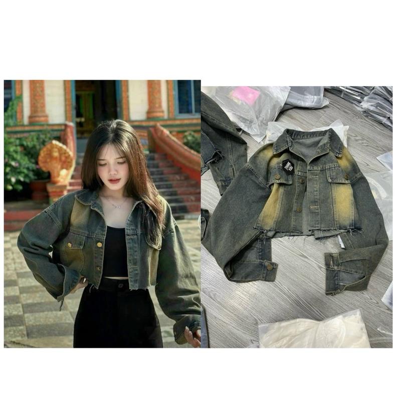 KHOÁC JEAN CROP TOP LAI TUA KIỂU Nữ Áo