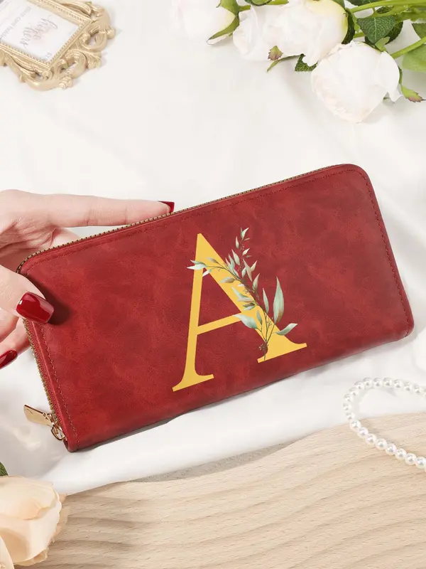 Women's Letter Pattern Long Wallet, Fashionable PU Leather Zipper Wallet for Daily Used, Casual Trendy Versatile High-quality Daily Wallet 8
