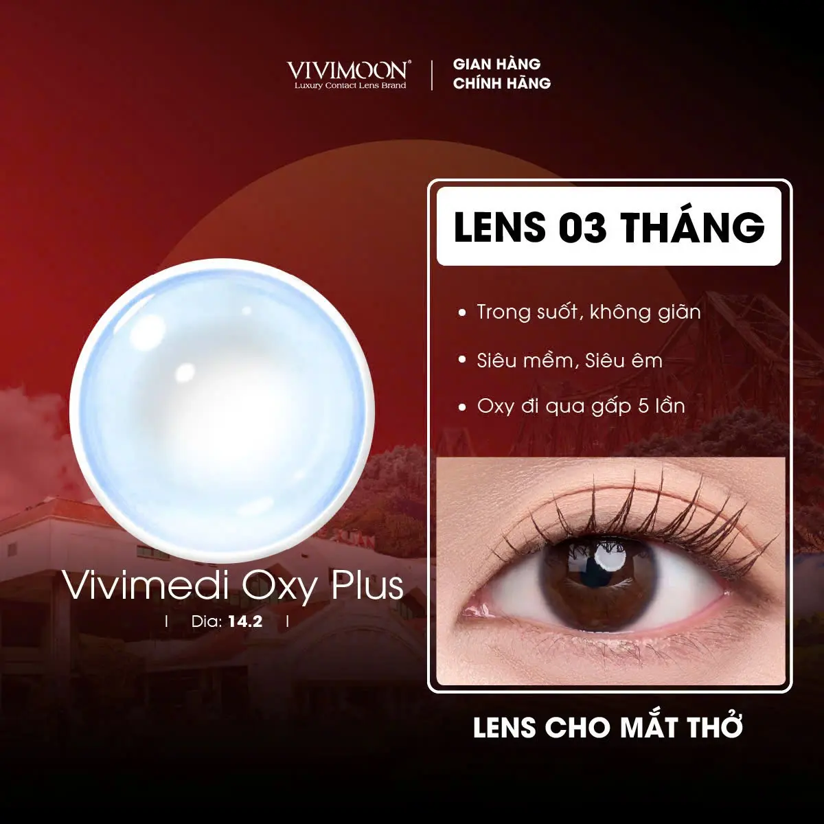 [Tặng khay đựng] Kính áp tròng Vivivmoon Lens cận trong suốt 3 tháng Vivimedi Oxy Plus cho mắt thở đi học, đi làm, đi chơi cho nam Nữ(Giá 01 chiếc - vui lòng chọn 2 chiếc)