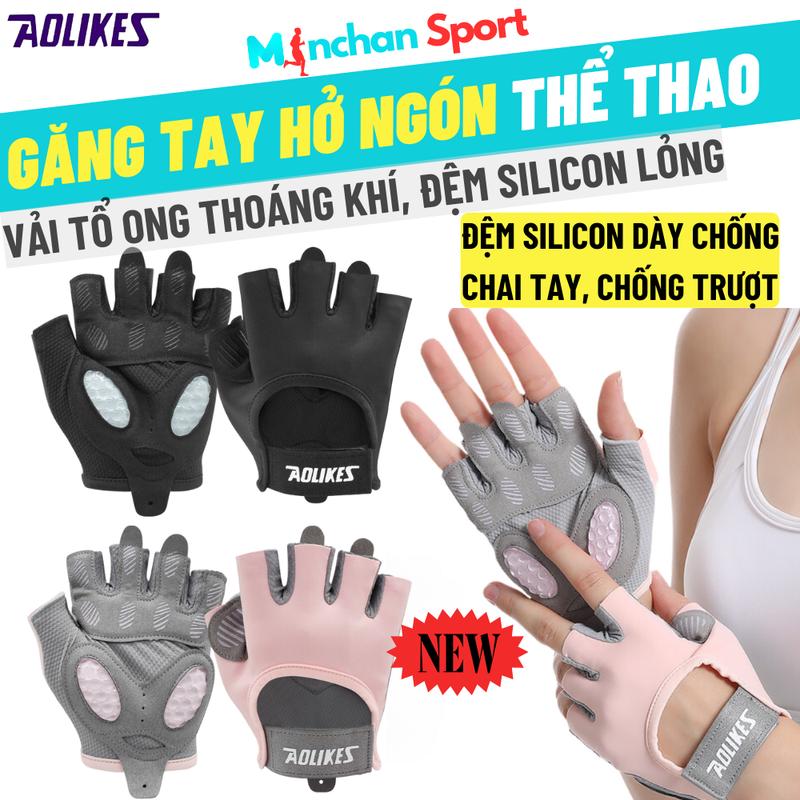 Găng Tay Tập Gym Thể Thao Nam Nữ AOLIKES Thoáng Khí Nửa Ngón Đạp Xe, Đi Phượt, Chống Nắng Đi Xe Máy Cao Cấp Thời Trang