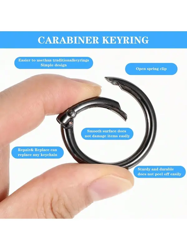 Spring Design At Opening Metal Spring O Ring, 5 Counts Durable Round Spring Snap Carabiner Clip Buckle, Diy Bag Accessories for Keyrings, Bags, Purses 5