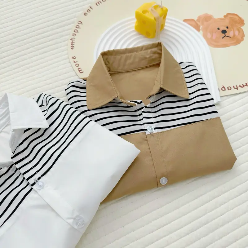 Áo Sơ Mi Phối Kẻ BUN.BON KIDS, Áo Sơ Mi Bé Trai Mặc Đi Học, Đi Chơi, Chất Thô Bóng Cho Bé Từ 12-30Kg 1