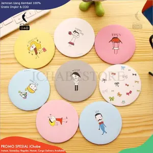 (BISA COD) MA Cermin Mini Bulat Karakter Vanity Mirror Travelling Kaca Rias Make Up