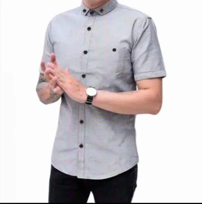 Kemeja Pria Lengan Pendek Formal Casual Baju Kemeja Dewasa Distro Terbaru Katun Cowok Keren Hem Slimfit Hitam Kantor 7