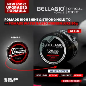 BELLAGIO Homme Pomade Natural Shine & Extreme Hold Modern Luxe (Black) 80gr Water Based