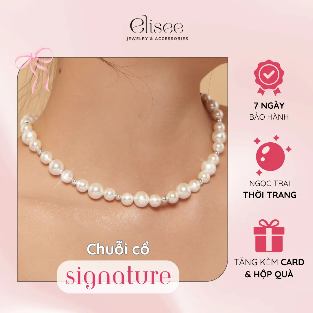 Chuỗi cổ ngọc trai đính bi phụ kiện SIGNATURE Elisee