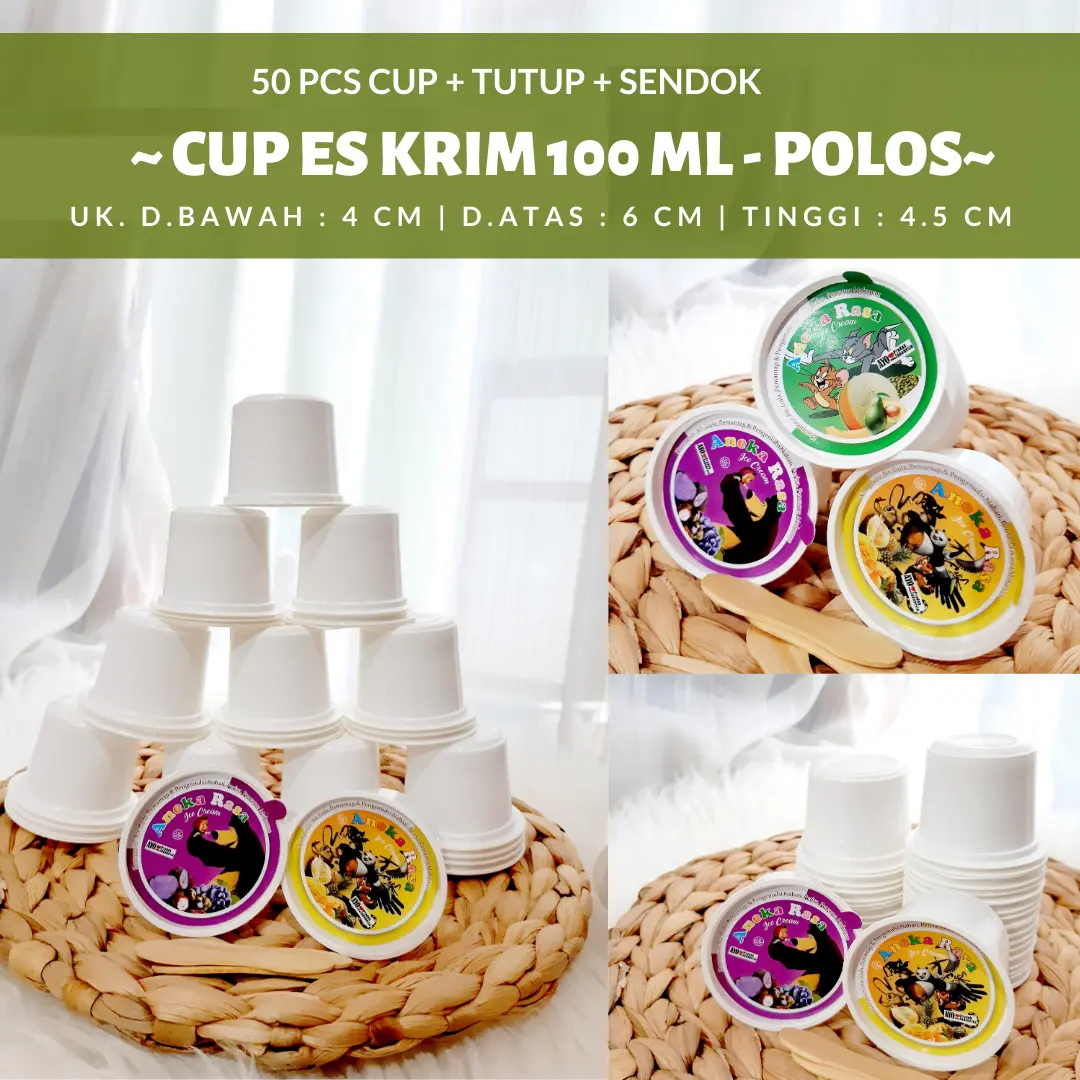 cup es krim 100ml cap eskrim cup ice cream murah 100 ml gelas cup ice cream plastik putih polos