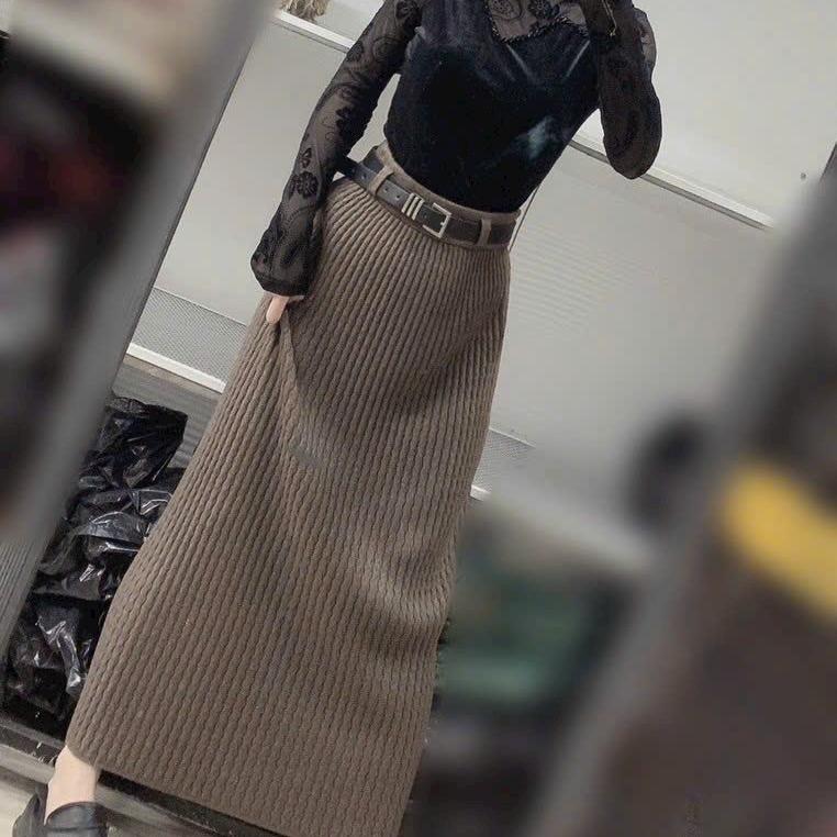 Chân váy nữ dáng dài chữ A , chân váy dáng dài len tăm suông mùa thu đông mặc đi học, đi chơi Women chân váy  len dáng suông