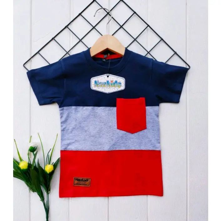 Kaos anak kombinasi warna variasi saku 2
