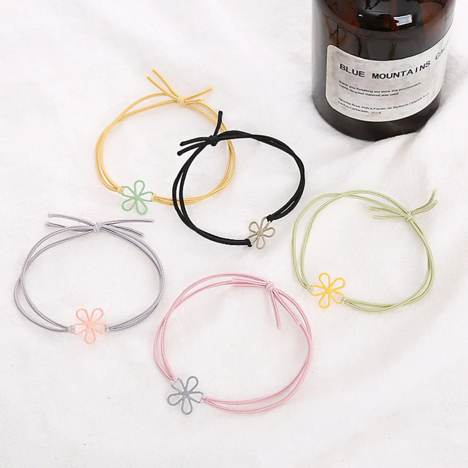 Women Girls Hair Bands, Cute Candy Color Decorative Hollow Out Flower Hair Ties for All Seasons