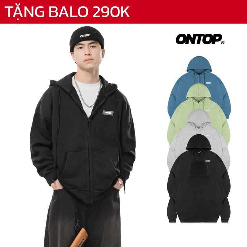 Áo Hoodie zip nỉ form rộng nhiều màu ONTOP local brand nam nữ mũ áo rộng rãi, thoải mái | O18-HD1