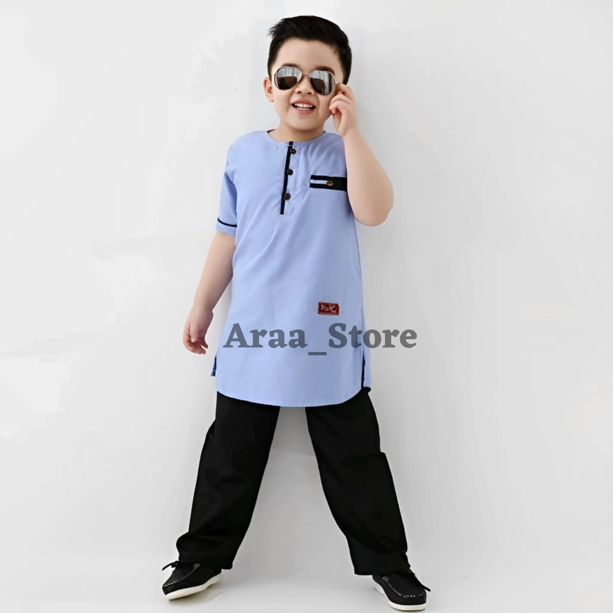 Setelan Koko Anak Madinah Terbaru Usia 1-12 Tahun  Baju Koko Muslim Anak Laki laki Terbaru_ara store Katun Kurta