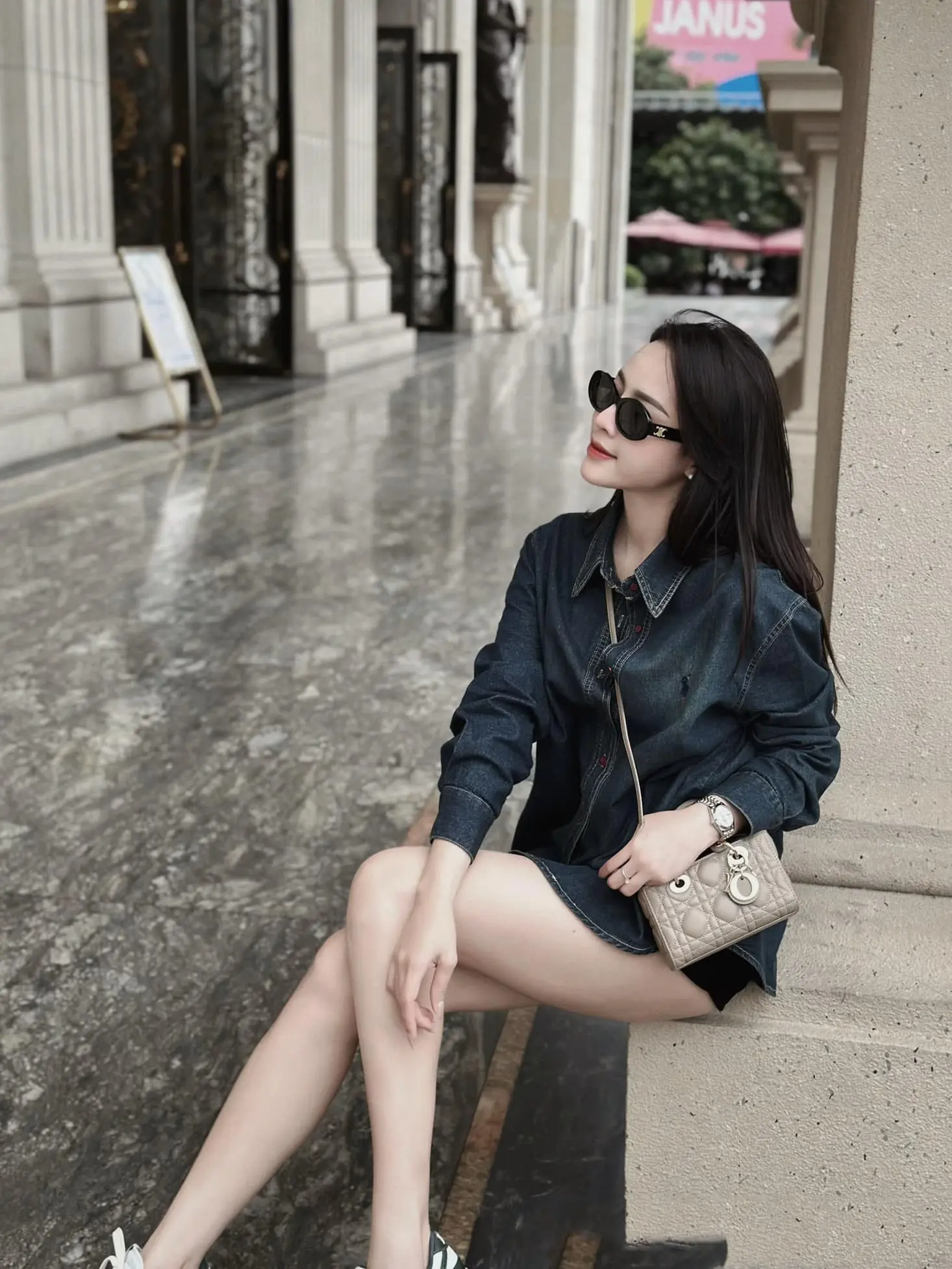 Áo Sơ mi Jean bò denim thêu màu xanh đậm có Bigsize - Top áo sơ mi cho Nữ Women | BigBuy360 - bigbuy360.vn