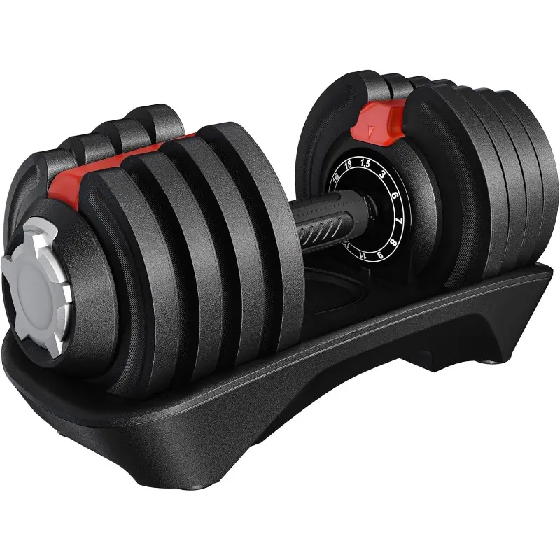 Space-Saving Adjustable Dumbbell Set18KG Weights with Safety Locking Mechanism, Home Gym Strength Training Equipment for Full Bodybuilding