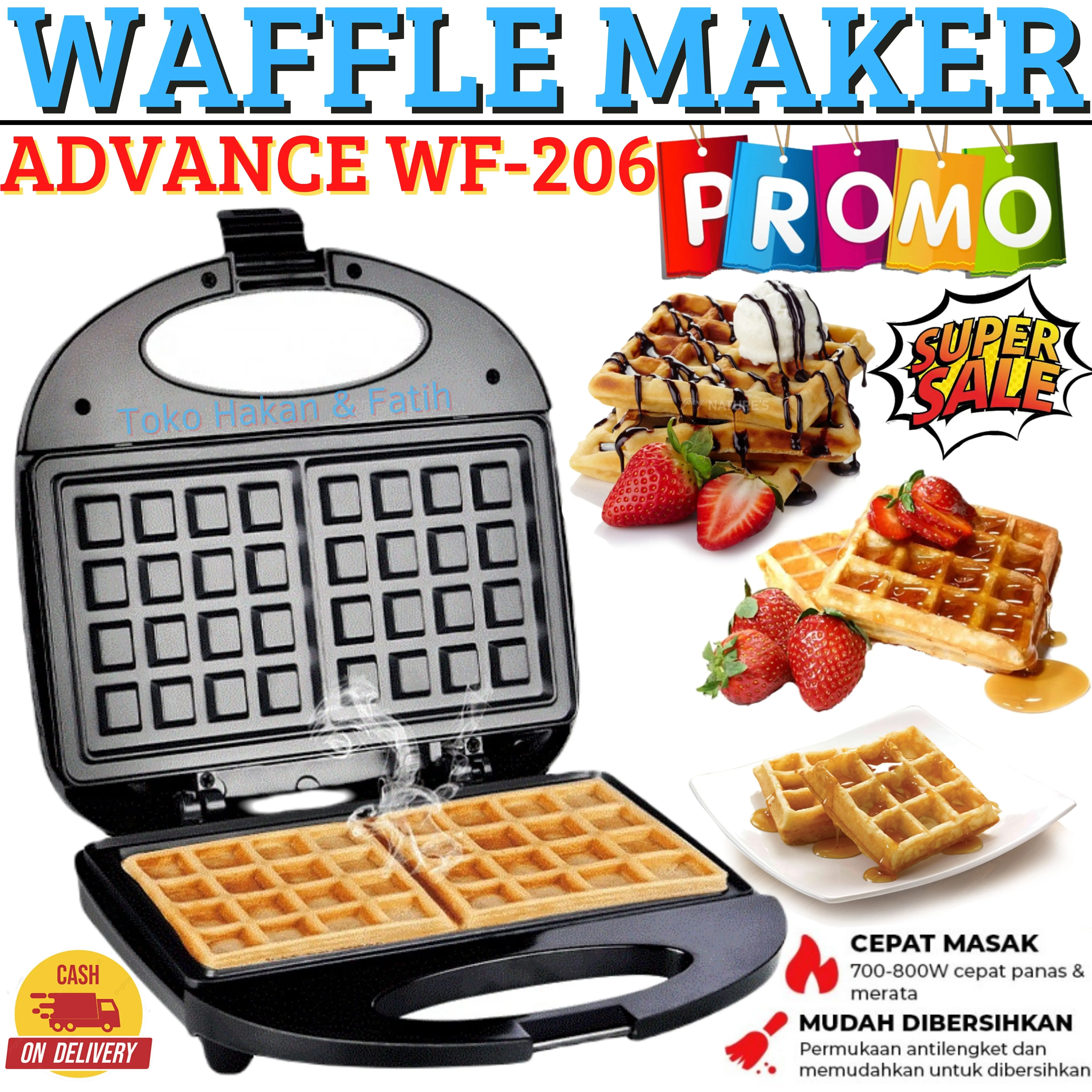 Alat Pemanggang Waffle Maker Advance WF-101 / WF-206 - Cetakan Waffle 2 Lapis Advance WF101 / WF206 Alat Pemanggang Roti - Pencetak Roti Tidak Lengket~FAS