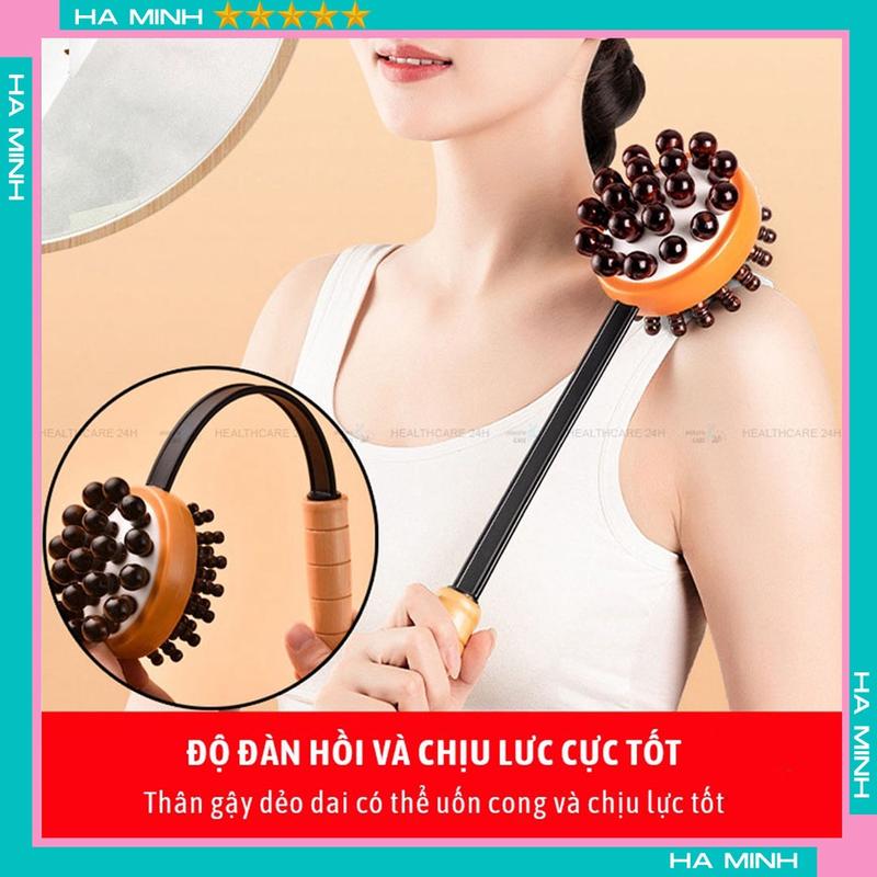 Gậy đấm lưng bằng gỗ massage gãi ngứa cơ thể, Heathcare24h M104, cây đấm lưng thư giãn đa năng, tay cầm chắc chắn
