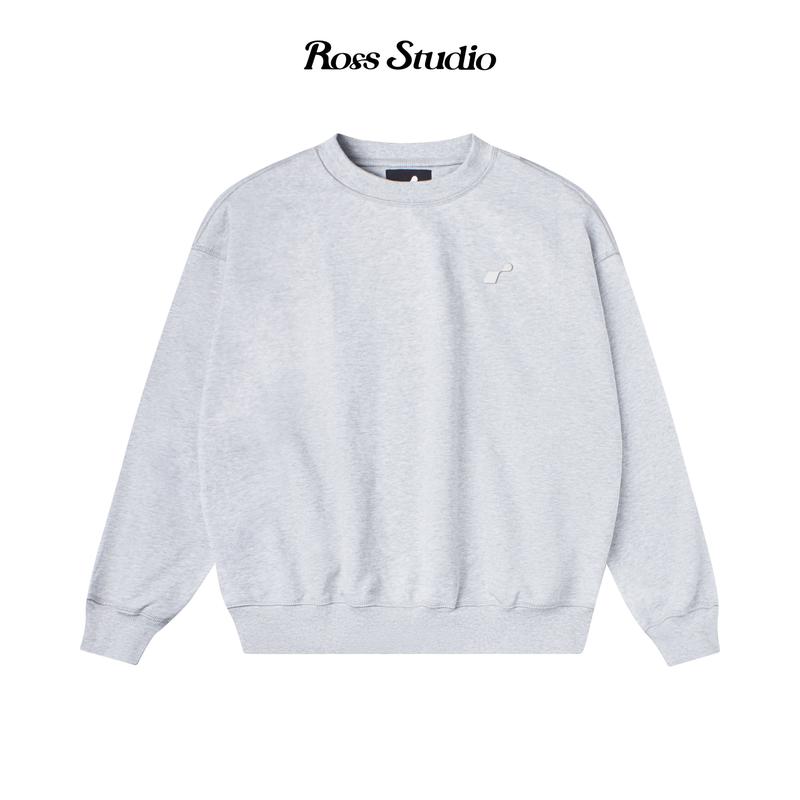 Áo Sweater Basic ROSS STUDIO Xám Nỉ Chân Cua Logo Kim Loại 440gsm - R IC BASIC GREY