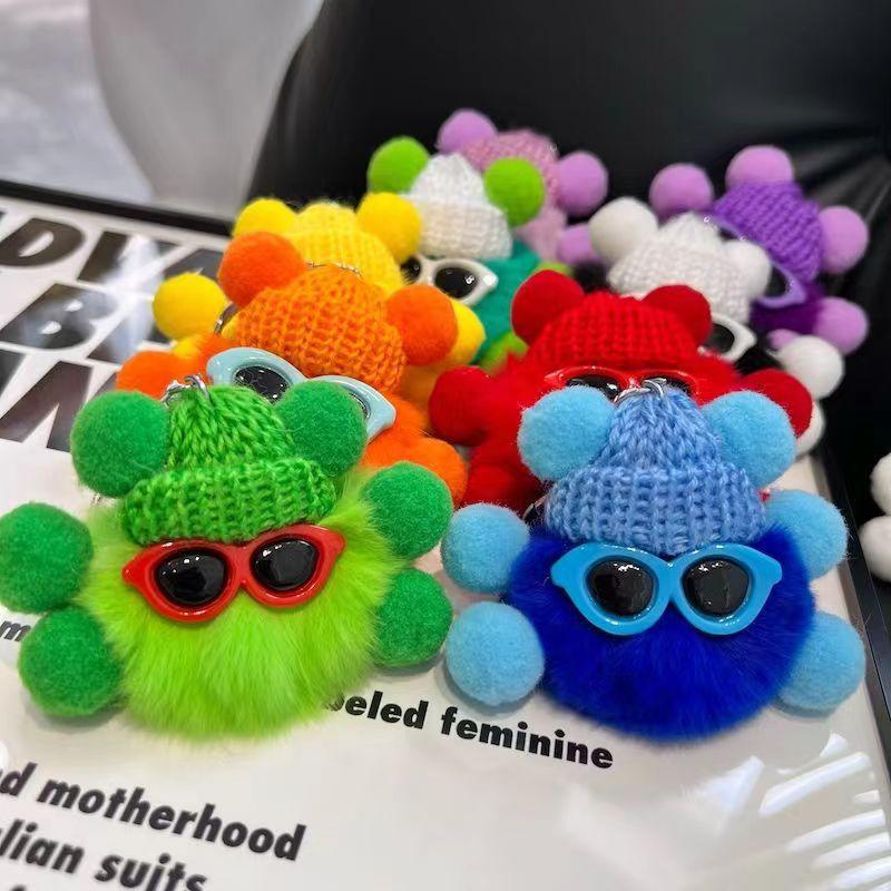 Product Introduction of Imitate Rex Rabbit Fur Little Briquette Elf Car Key Ring During Ins Online Influencer cute Plush Doll Bag Charm 4