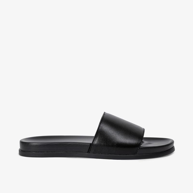 Dép da nam quai ngang da bò màu đen da tấm đế 2 lớp cao cấp DéP Slipper 5