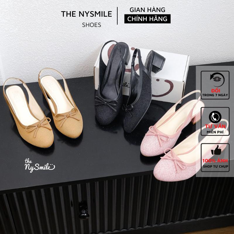 Giày nữ BIG SIZE 35 - 42 Giày Cao Gót 3P đính nơ giày nữ công sở dễ thương - THENYSMILE - AUDI