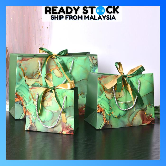 *10pcs* Beg Hadiah Green Thick Door Gift Bag Ribbon Kraft Tote - TikTok ...