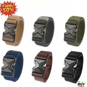 เข็มขัดหัวเข็มขัดอัตโนมัติ, เข็มขัดยุทธวิธีสำหรับผู้ชาย, วัสดุทอไนลอน, กว้าง 3.8 ซม., ไม่มีรู, เหมาะสำหรับกางเกงยีนส์และกางเกง, มีสีดำ, สีฟ้า, สีกากี, สีเขียว, สีเทาและสีน้ำตาล