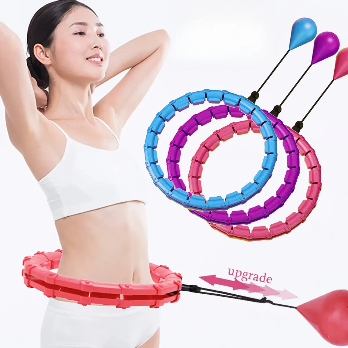 18/24/28/ Knots Smart Fitness Hula Hoop  Won't fall  Adjustable weight  Size adjustable  Waist movement  Fitness equipment  Detachable  Outdoor/indoor sports