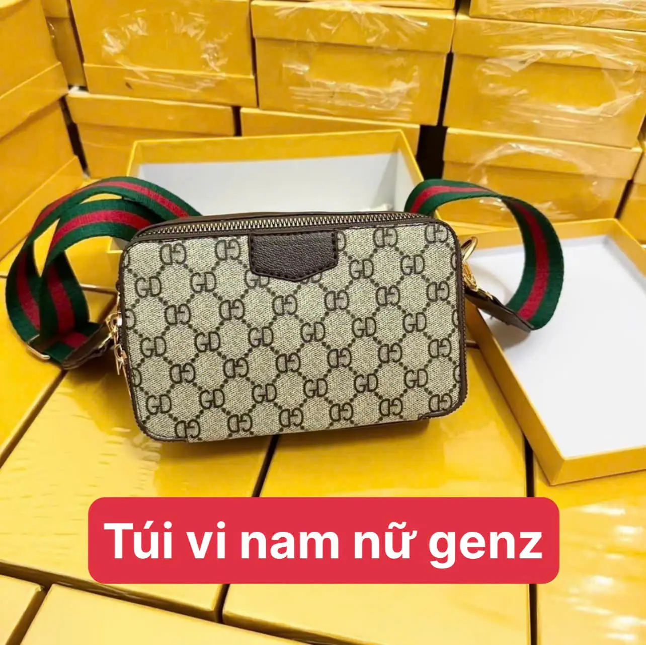 Túi Đeo Chéo Nam nữ vân chữ Siêu Đẹp size 18 - Túi Đeo Chéo Nam Chuẩn Form Hàng Cao Cấp