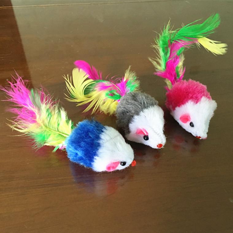 Product Introduction of Soft Fleece False Mouse Cat Toys Colorful Feather Funny Playing Toys For Cats Kitten Interactive Ball Cat Toy 8