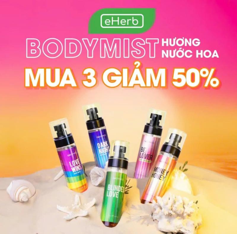 [MUA 2 GIẢM 30% - MUA 3 GIẢM 50%] Bodymist Nước Hoa Nam Nữ Eherb - Xịt Thơm Body Nam Nữ Bodymist Phù Hợp Đi Học, Hẹn Hò - Xịt Khử Mùi Cho Nam Nữ - Nước Hoa Mini Hair Mist Perfume Cosmetic Fragrance Women - 105ml