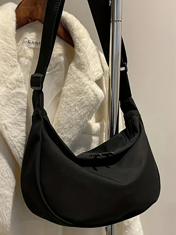 Casual Solid Color Shoulder Bag, Lightweight Sports Bag, Adjustable Strap Design Bag for Women & Men 5