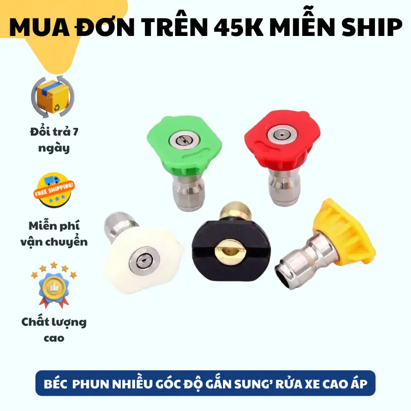 Đầu béc các góc gắn sung rửa xe áp lực cao | Đầu béc 0 15 25 40 60 độ - Phụ Kiện Lau Xe 0