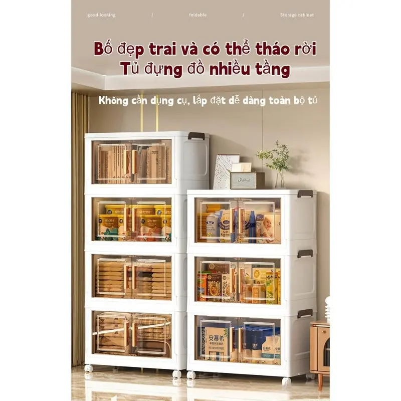 【Rộng 50】Derorice stail Tủ đựng đồ nhựa màu trắng thời trang, có sẵn 3/4/5/6 tầng, lắp đặt tự do，rộng 50cm, linh hoạt kết hợp, thiết kế đơn giản 7