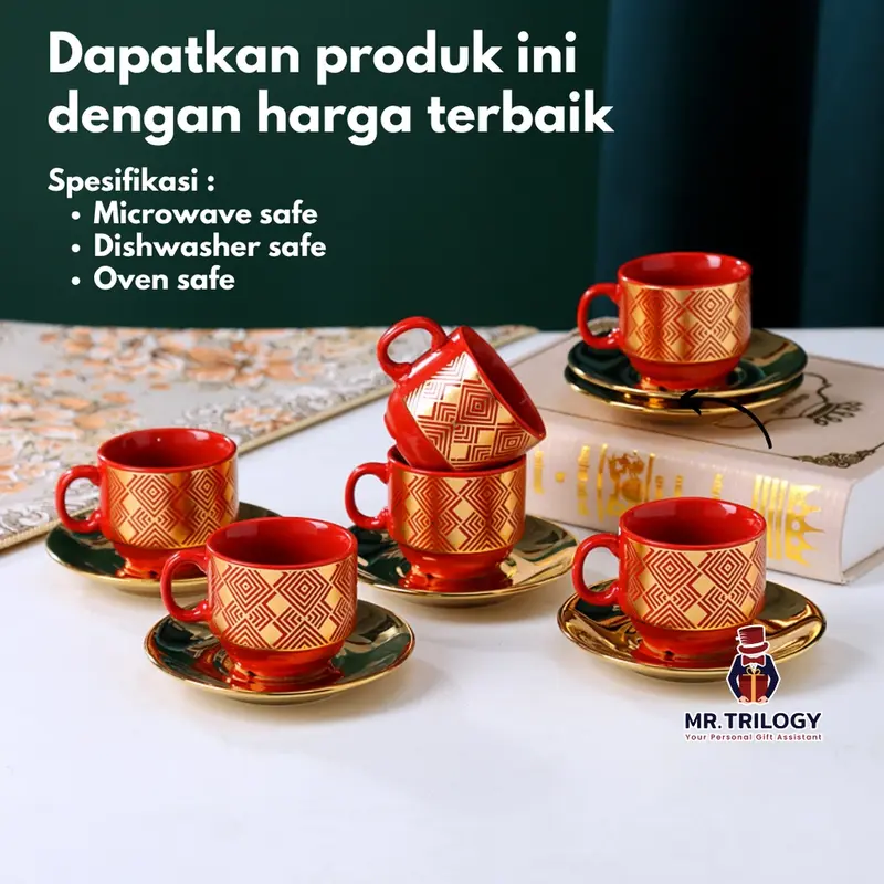 Cangkir Tatakan Set Keramik SELEBRASI Hampers Gelas Souvenir Mug Teh Kopi Imlek CNY Natal Christmas Xmas 1