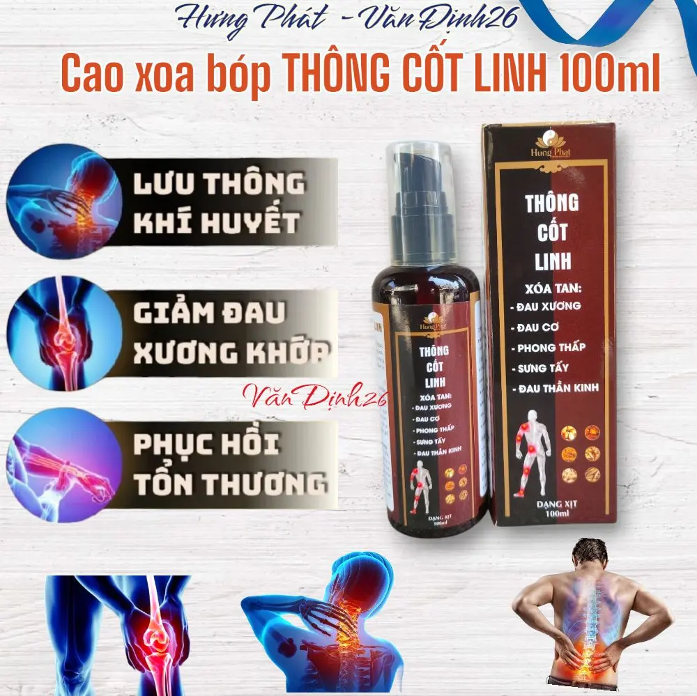 Cao xoa bóp (100ml) Thông cốt linh - Cải thiện các vấn đề đau nhứt cơ xương khớp cổ vai gáy đau dây thần kinh bong gân trật khớp dau xuong