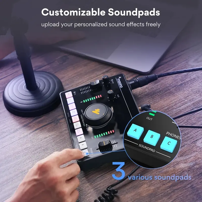 MAONO AMC2 Neo Paket Soundcard Audio Microphone PD100 Dynamic XLR untuk Podcast Live Streaming Gaming Recording Karaoke Music 2