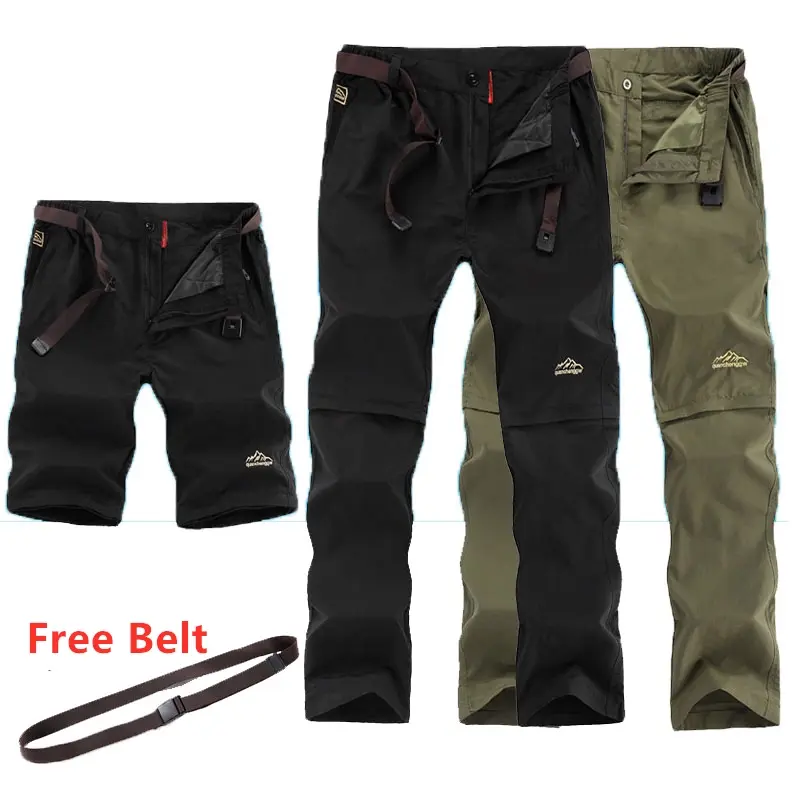 Seluar Kembara Cepat Kering, untuk Lelaki, Pakaian Luar, Boleh Tanggal, Sesuai untuk Sukan, Perkhemahan, Trekking, Kalis Air, Seluar, Seluar Hijau Outdoor Sport