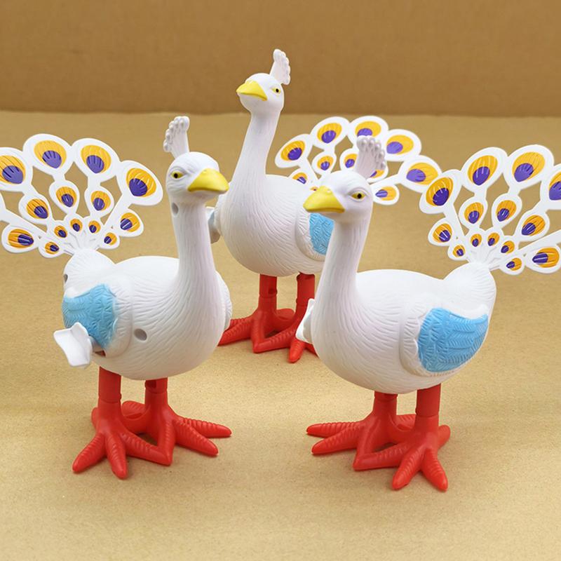 Faconbe- Wind-Up Toy Walking Peacock Battery-Free Animal Clockwork ...