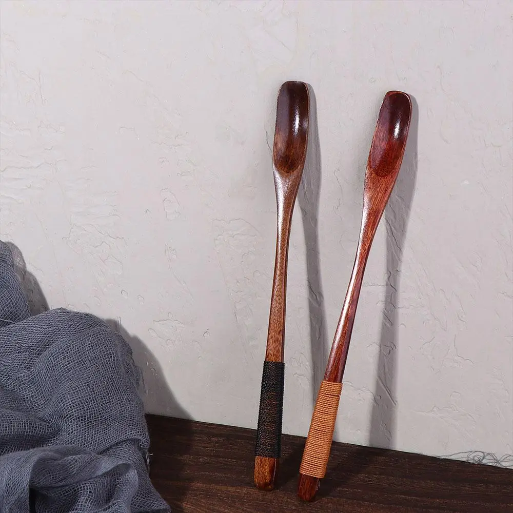 Cake Ice Cream Mixing Stirring Long Handle Wooden Teaspoon Stirrer Espresso Spoon Coffee Scoop