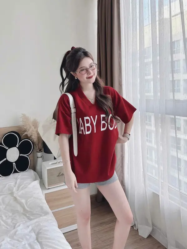 Set bộ áo BABY-BOO CỔ V kèm quần đùi FORM RỘNG (MỎNG NHẸ, GIÁ RẺ BÌNH DÂN) hot trend Top Women 5