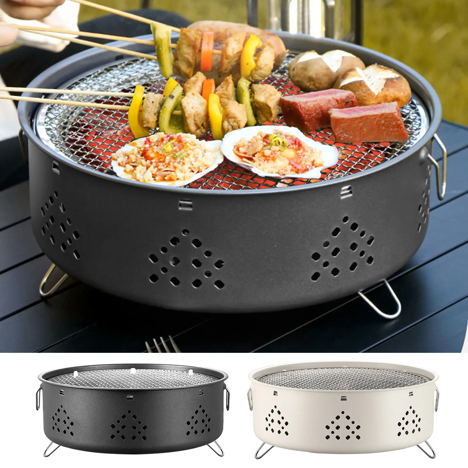 1 Set Barbeque Grill Lightweight Durable Portable Stainless Steel Campfire Grill for Camping Picnics Outdoor